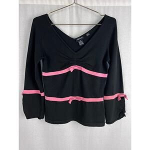 Vintage Y2K Vermani Top Babydoll Bow Coquette Lolita Fairy Romantic Feminine